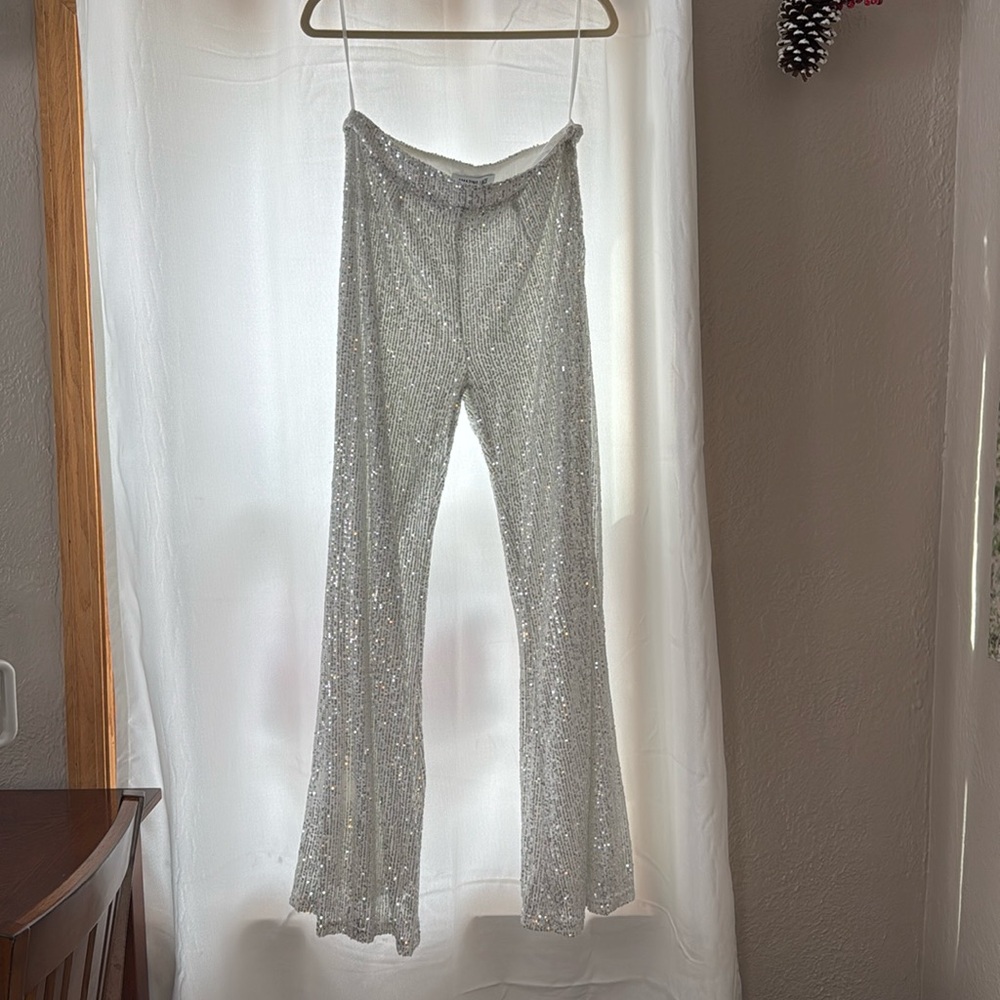 Silver Sequin Pants Size XL